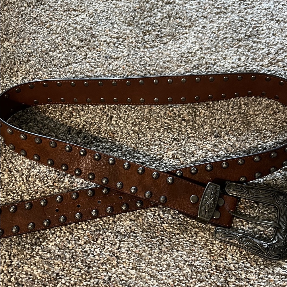 Ariat Brown Leather Belt with Silver Studs